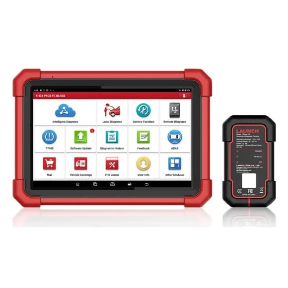محتويات صندوق جهاز LAUNCH X431 Pro 3 SE، تُظهر الجهاز الرئيسي