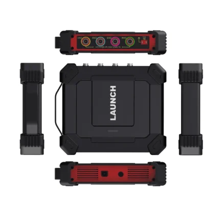 جهاز LAUNCH X431 O2-1 Scopebox بتصميمه المدمج ومنافذه المتعددة، يوفر قدرات تحليل متقدمة في ورش الصيانة.