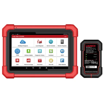 صورة مقربة لجهاز LAUNCH X-431 Pro SE يظهر شاشته الرئيسية وواجهة المستخدم سهلة الاستخدام.