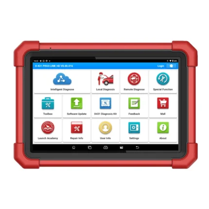 صورة مقربة لجهاز LAUNCH X431 Pro 3 Link HD وهو يعرض بيانات التشخيص على شاشته الكبيرة.